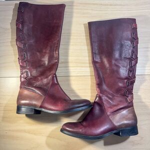 Arturo Chiang Vintage Red Leather Knee-High Riding Boots